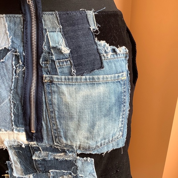 LOVEMATTERS Designer Black Corduroy & Patchwork Denim Skirt Size XS - Picture 8 of 16